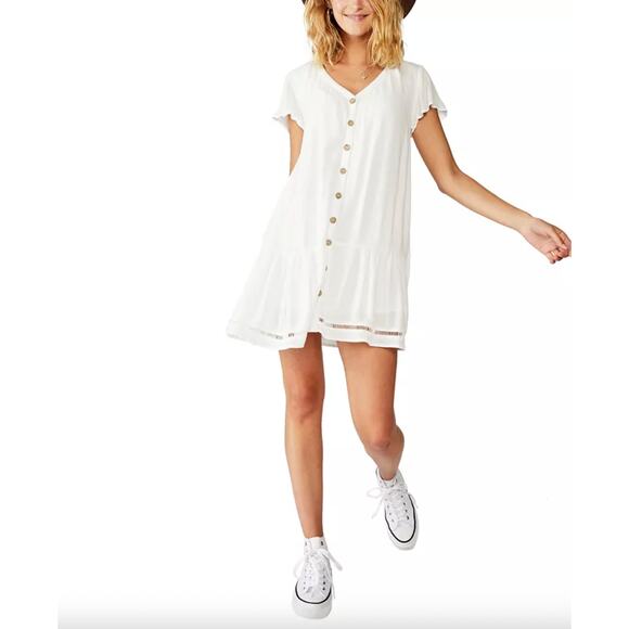 Cotton On V-Neck Raakel Button Front Mini Dress Size Small Coastal Casual Preppy - Picture 1 of 9
